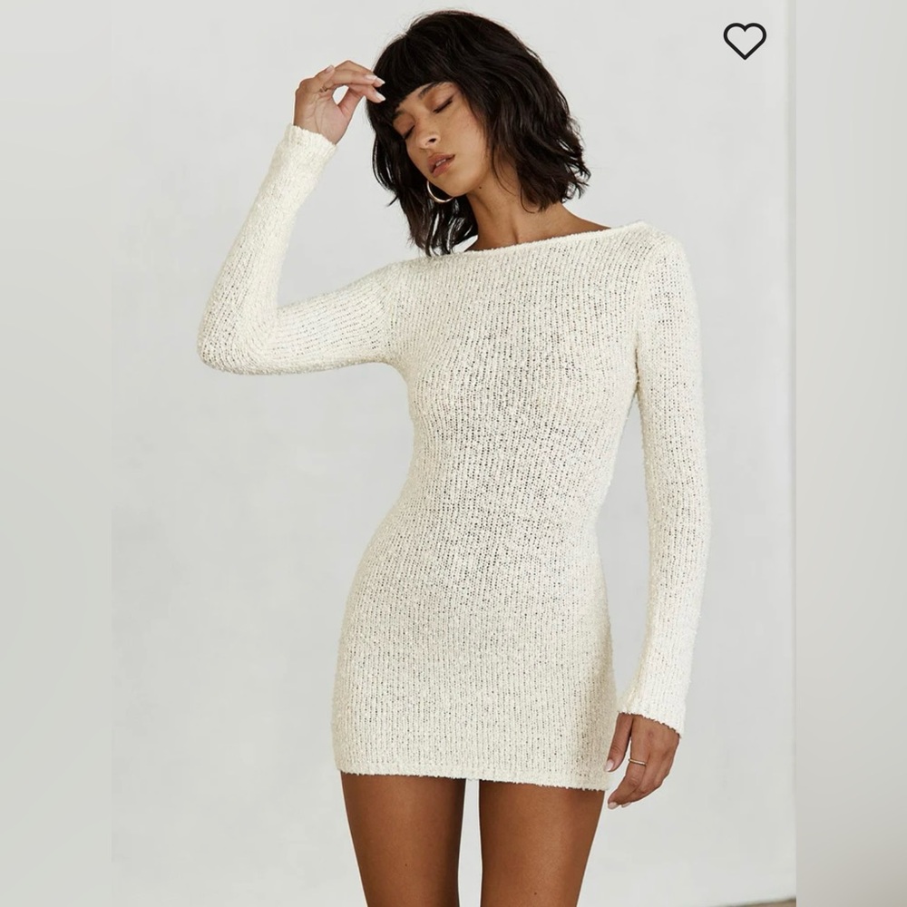 Princess Polly White Bodycon Mini Dress Long Sleeve Bateau